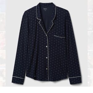 NWOT Gap Modal Pajama Shirt - Size XL - navy blue with white polka dots